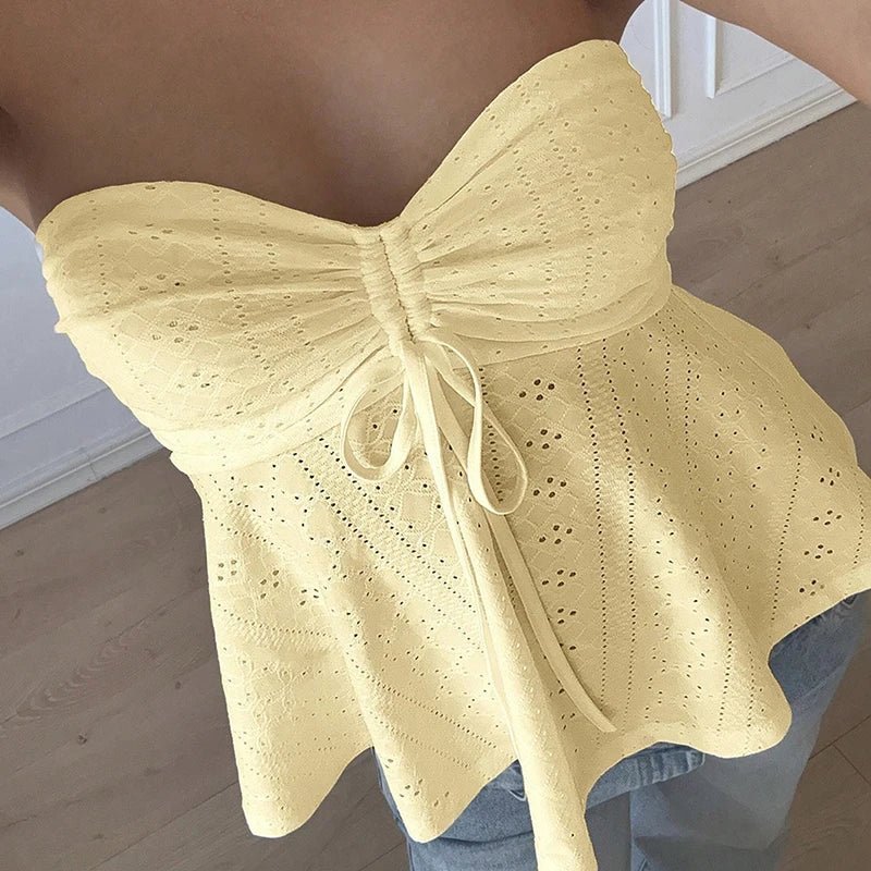 Top bandeau com bordado inglês Jasmine
