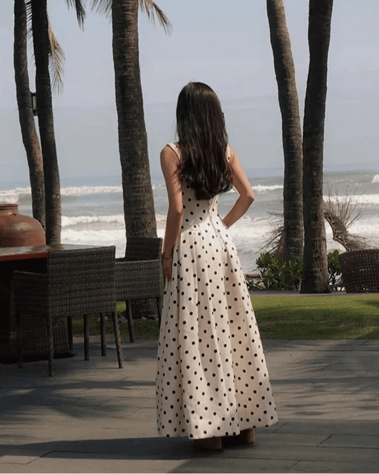 Vestido midi com padrão de bolinhas Jasmine