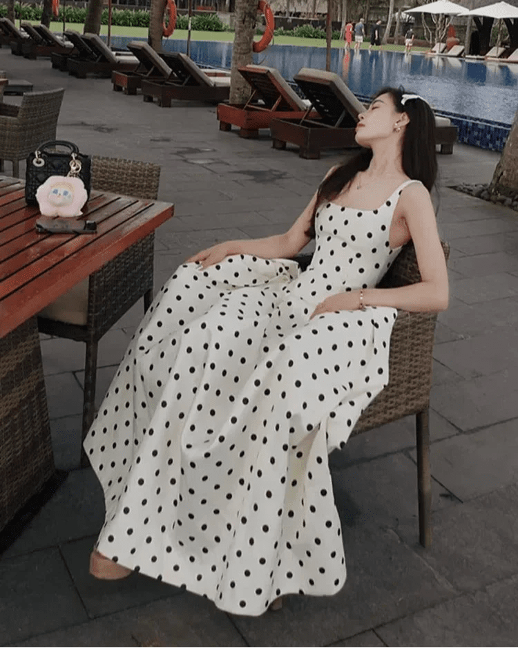 Vestido midi com padrão de bolinhas Jasmine