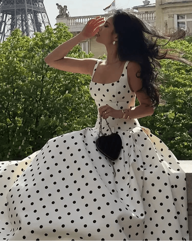 Vestido midi com padrão de bolinhas Jasmine