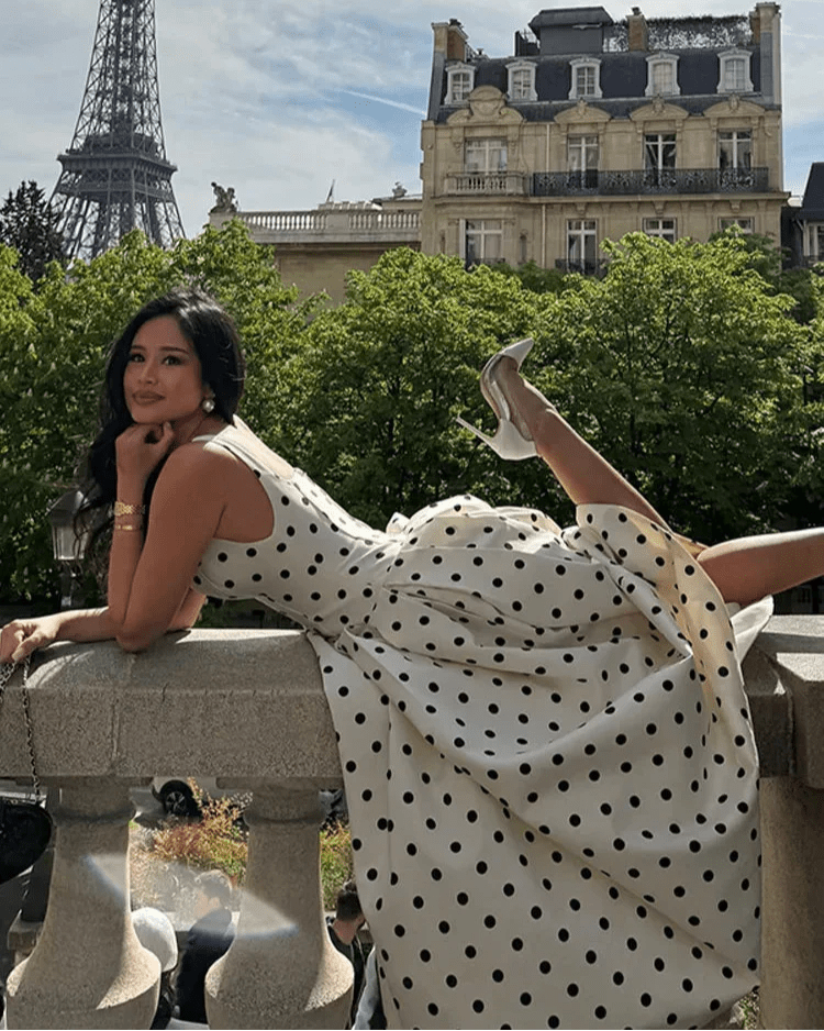 Vestido midi com padrão de bolinhas Jasmine