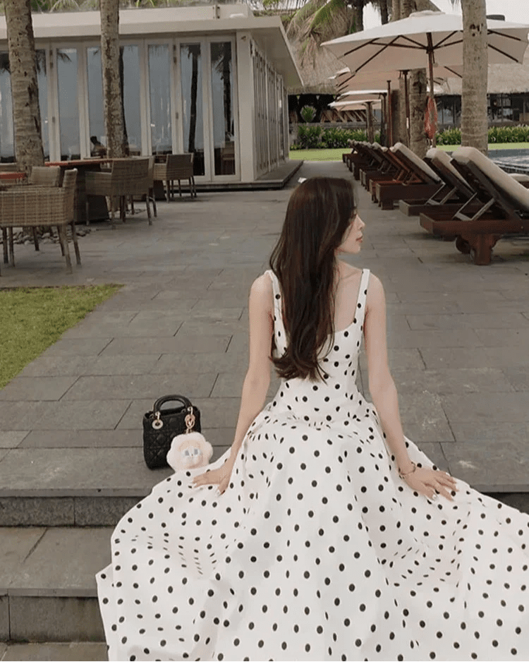 Vestido midi com padrão de bolinhas Jasmine