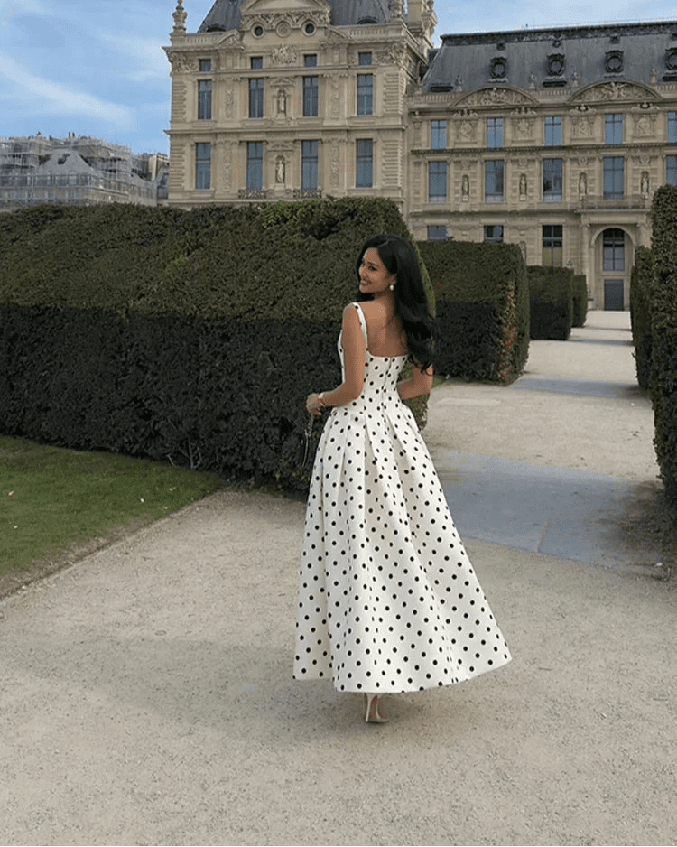 Vestido midi com padrão de bolinhas Jasmine