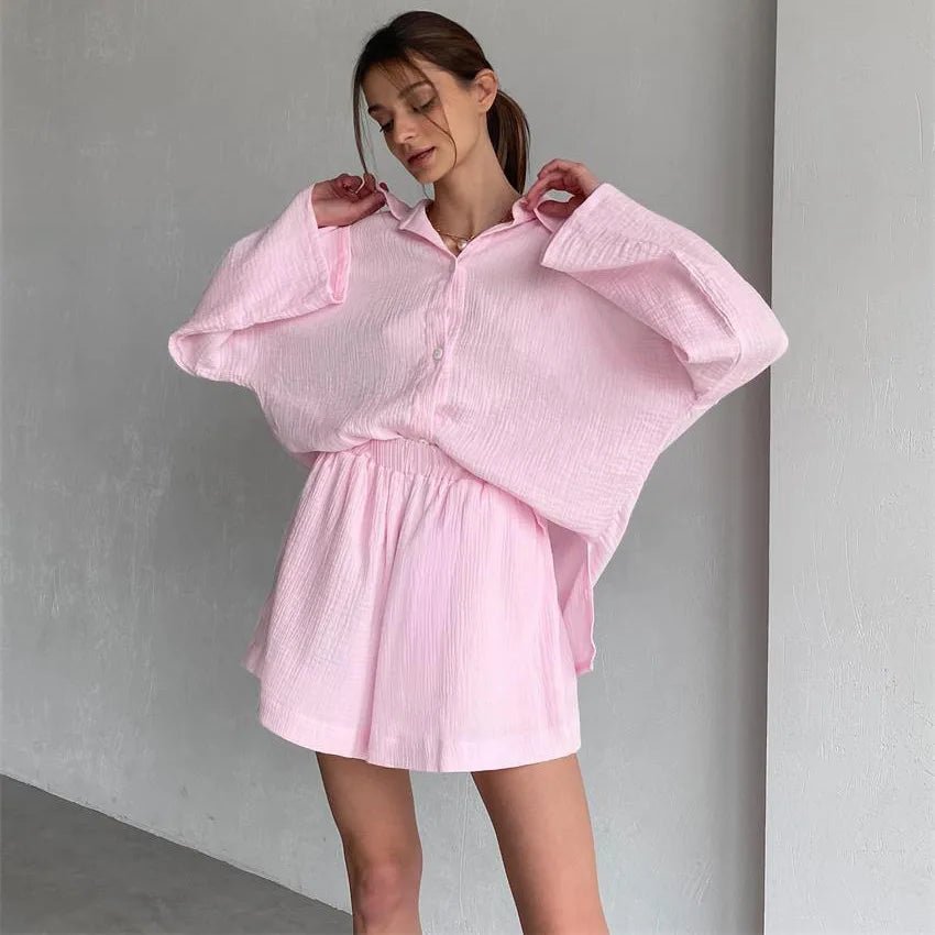 Conjunto Jenna de camisola larga de manga comprida e calções