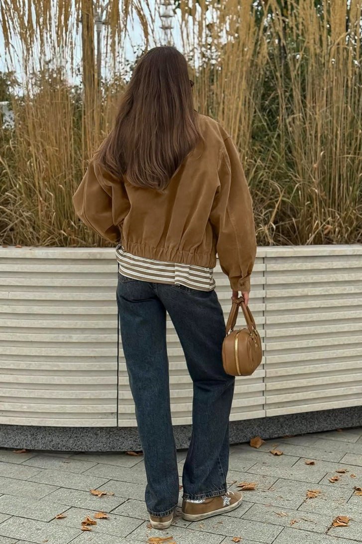Jenny Suede Zip-Up Bomber Jacket