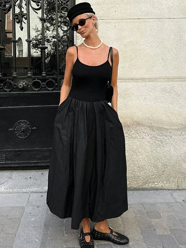 Vestido midi Jesse de alças finas e cintura descida