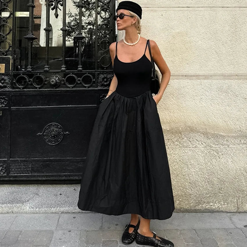 Vestido midi Jesse de alças finas e cintura descida
