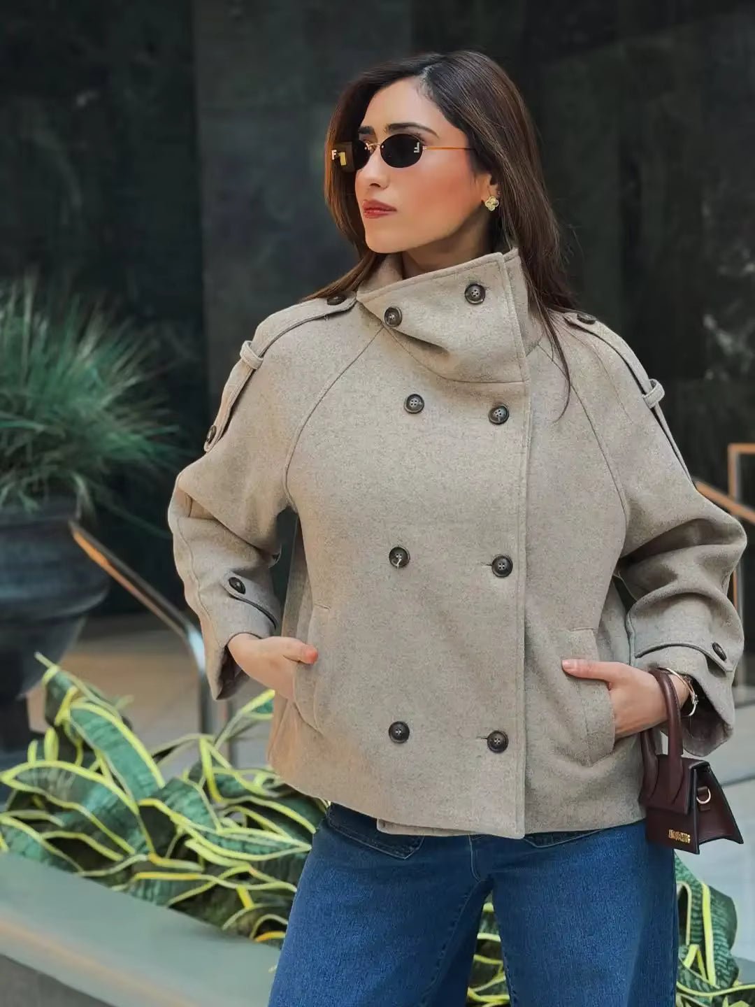 Julie Stand Collar Oversized Coat
