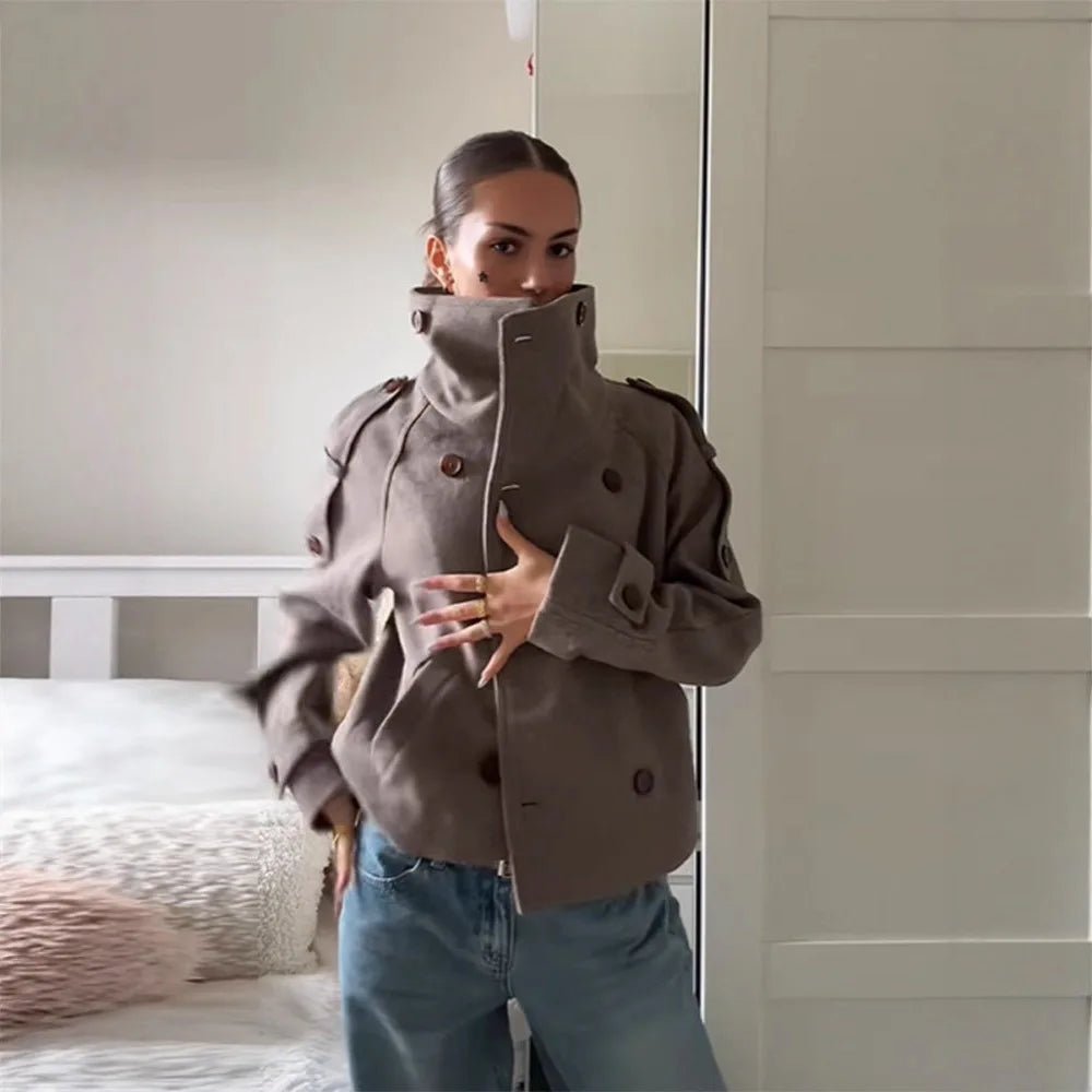 Julie Stand Collar Oversized Coat