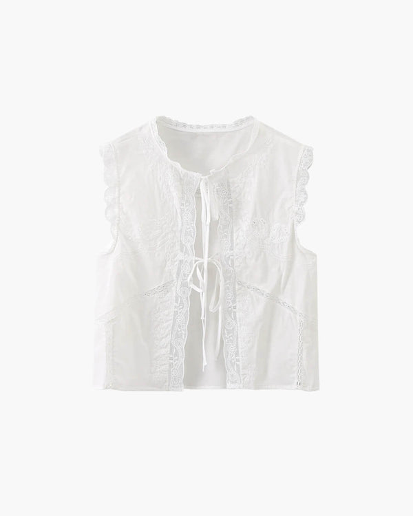 Juvie Embroidered Lace Trim Blouse