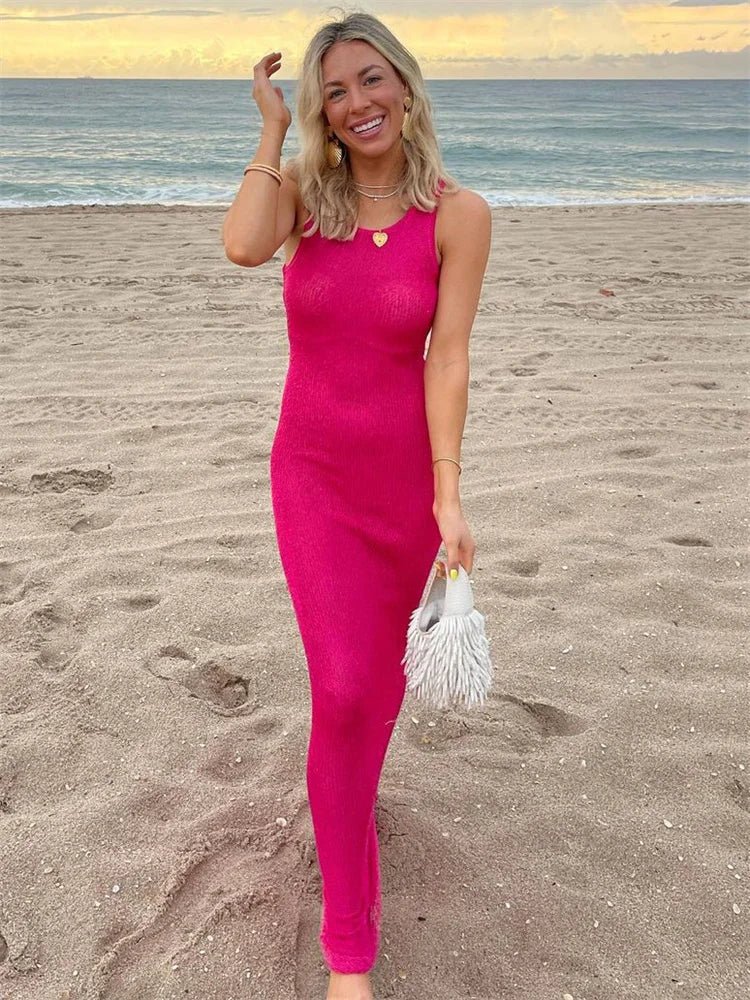 Vestido maxi Kaila sem mangas com lantejoulas