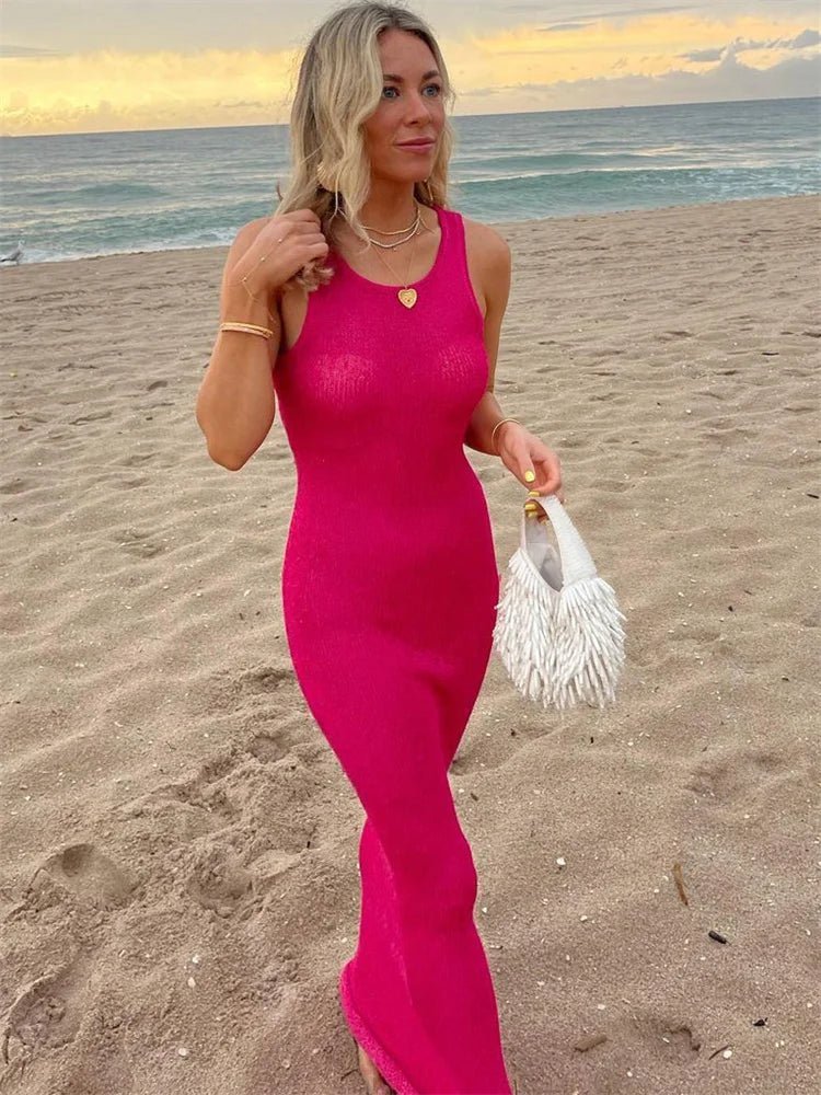 Vestido maxi Kaila sem mangas com lantejoulas