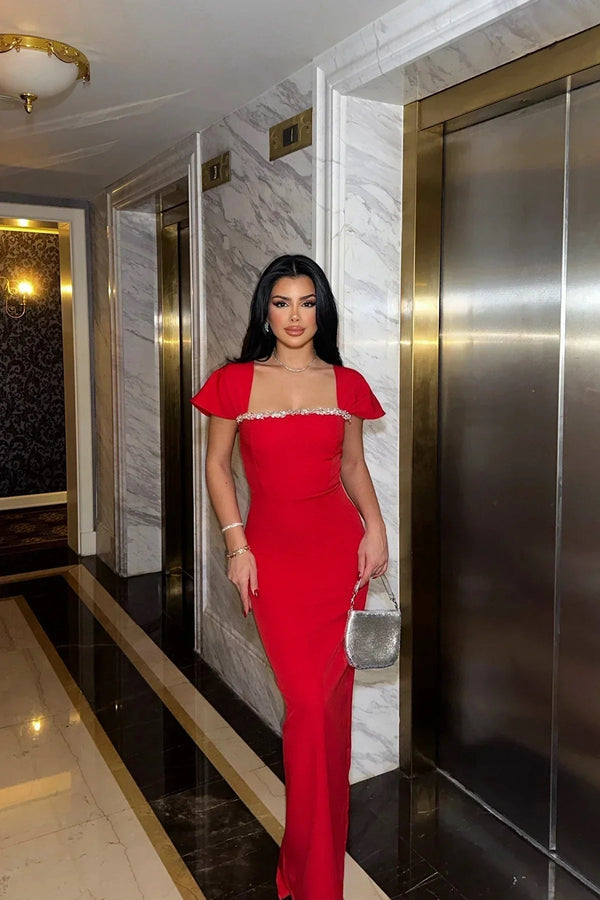 Vestido comprido Kaila justo ao corpo com decote quadrado