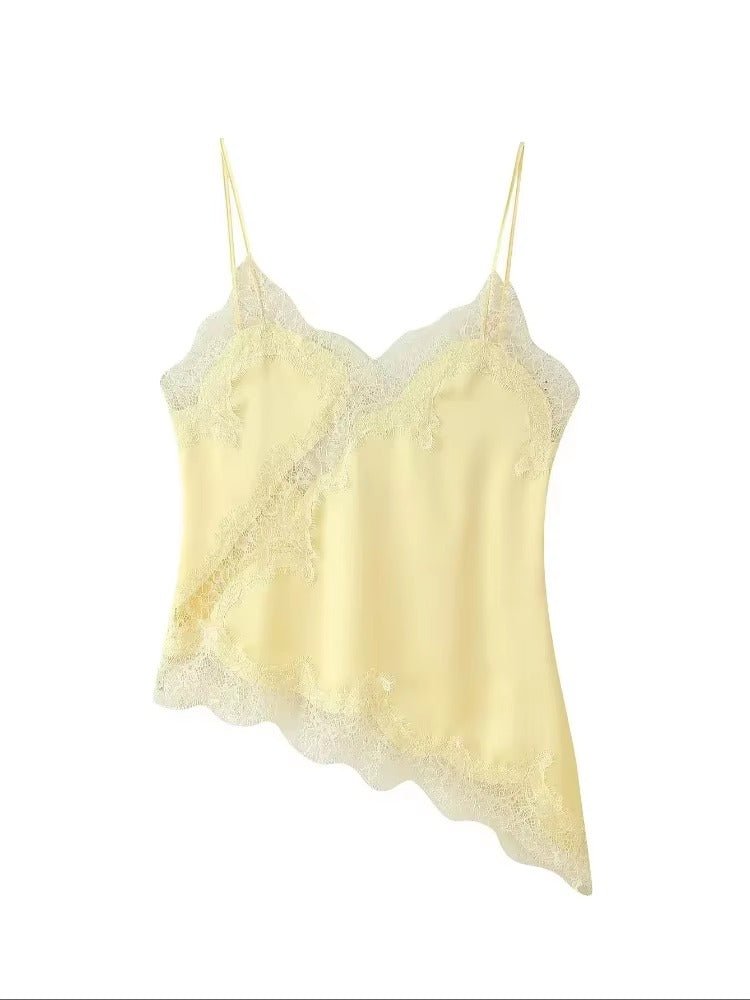 Top acetinado assimétrico de alças Kara