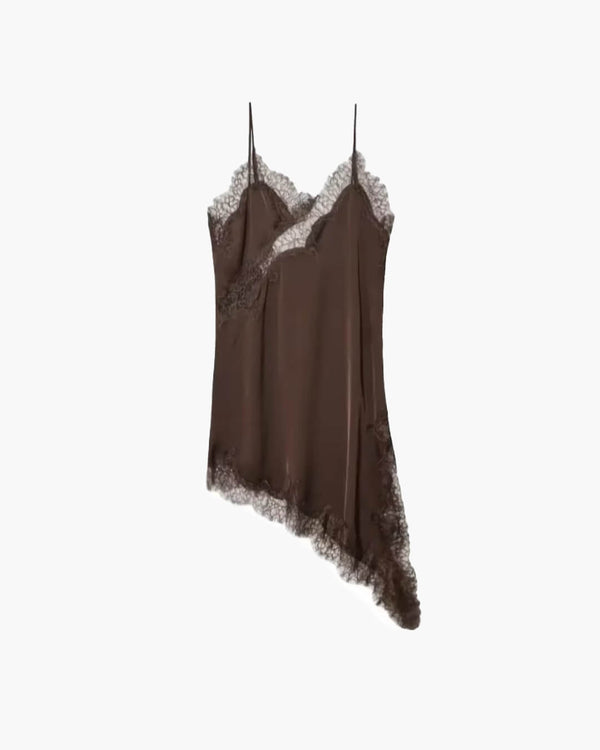 Vestido curto assimétrico de cetim Kara