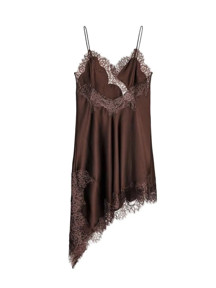 Vestido curto assimétrico de cetim Kara