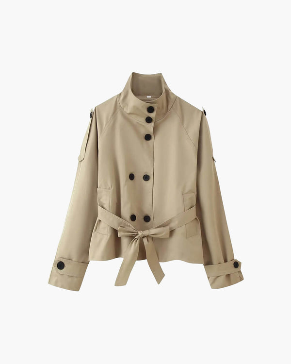 Kara Stand Collar Crop Trenchcoat