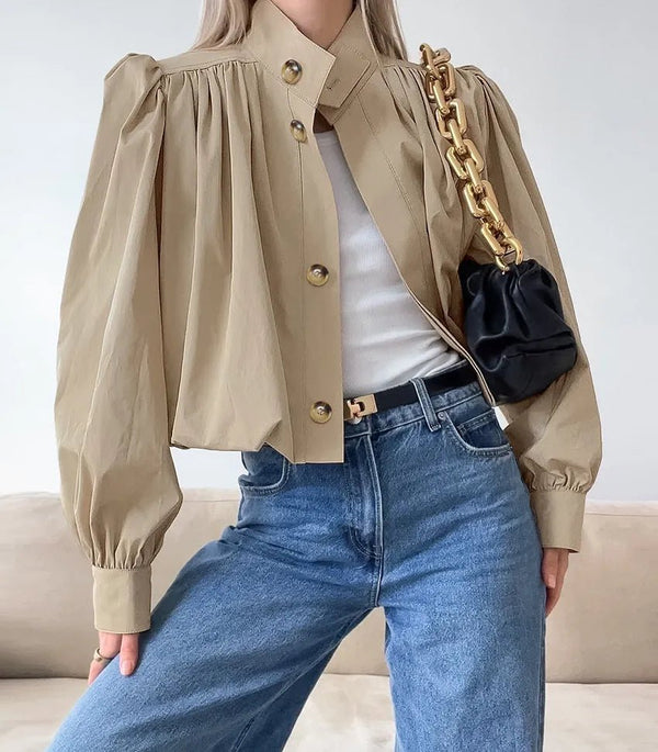 Karina Cropped Pleated Jacket
