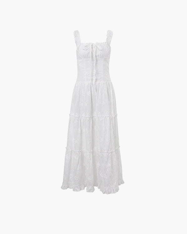 Vestido maxi em camadas com folhos Karla