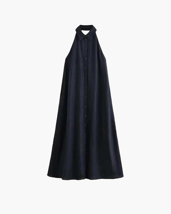 Vestido maxi elegante Kaya com decote halter