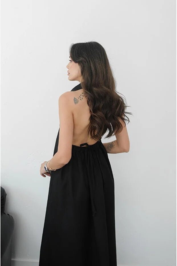 Vestido maxi elegante Kaya com decote halter