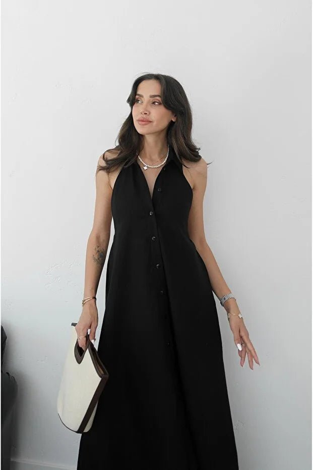 Vestido maxi elegante Kaya com decote halter