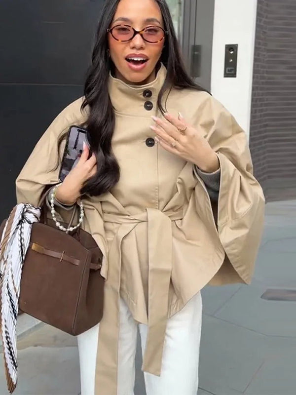 Casaco Kimberly estilo capa com cinto