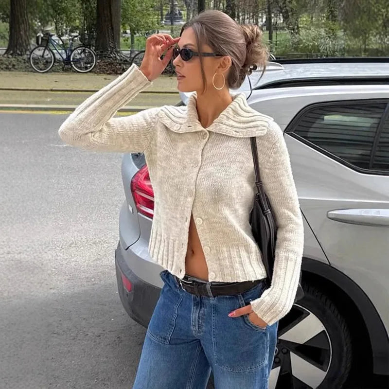 Casaco de malha com gola larga Hanne