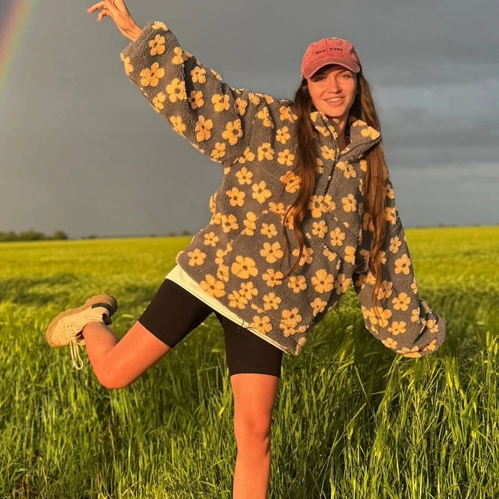 Camisola de malha oversized com fecho