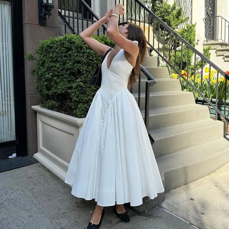 Vestido maxi com decote profundo Kristy