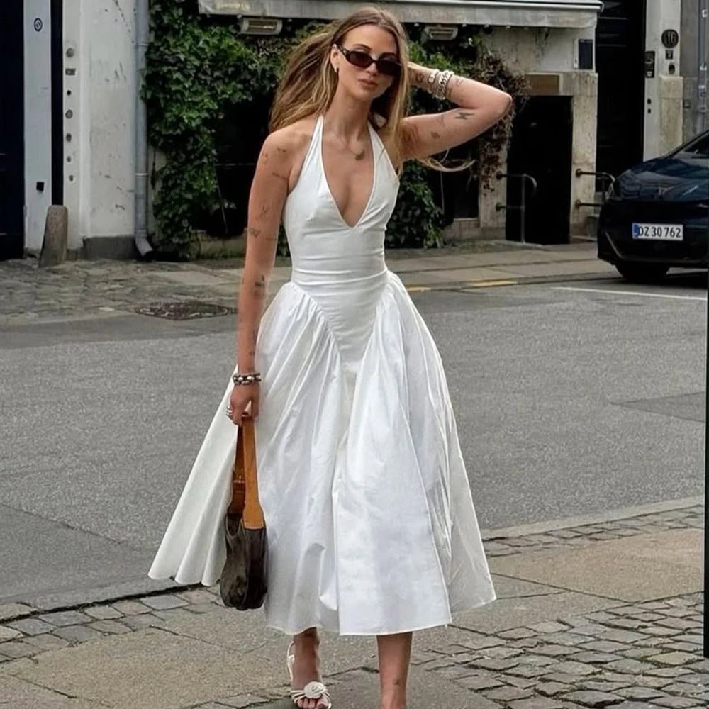 Vestido maxi com decote profundo Kristy