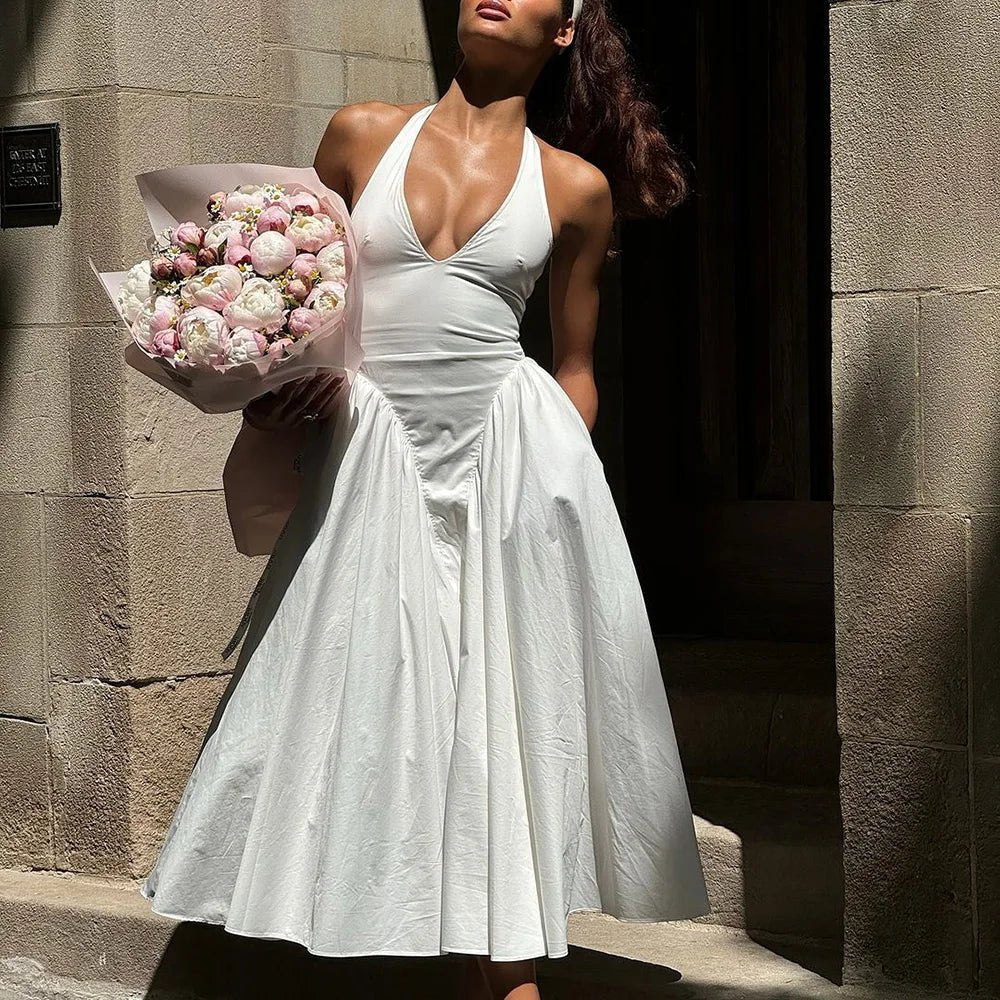 Vestido maxi com decote profundo Kristy