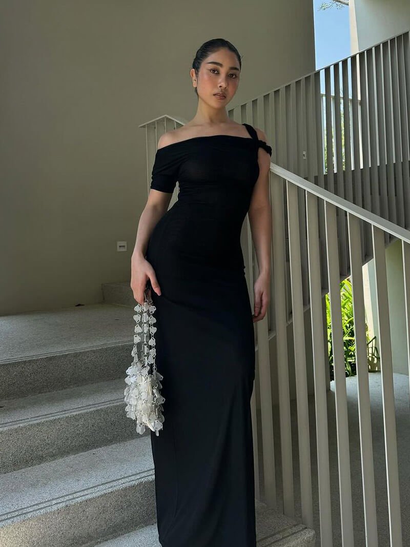 Vestido comprido torcido Kylie