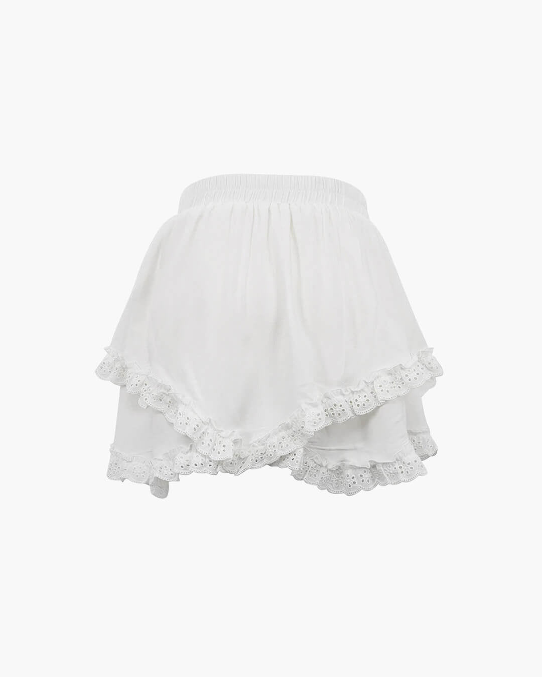 Saia mini em camadas com acabamento de folhos Kyrie