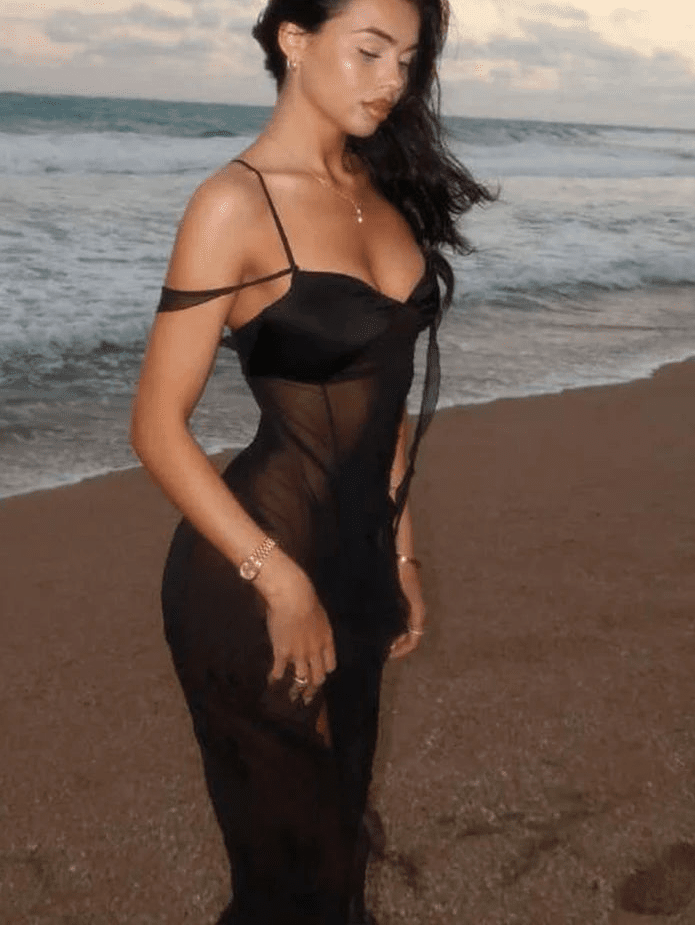 Vestido maxi com alças de tule Laila