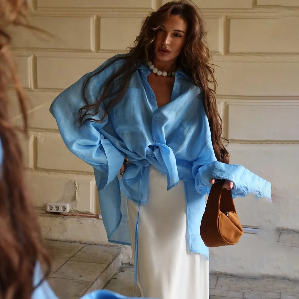Top oversized com lapelas