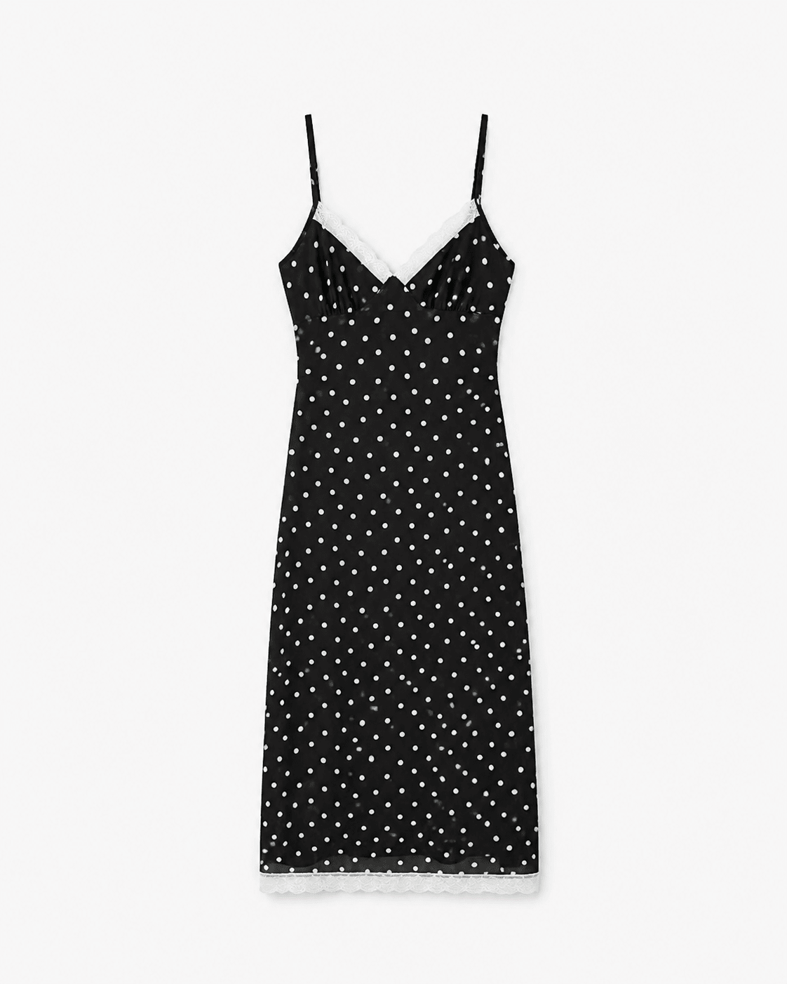 Vestido Laura às bolinhas com acabamento em renda