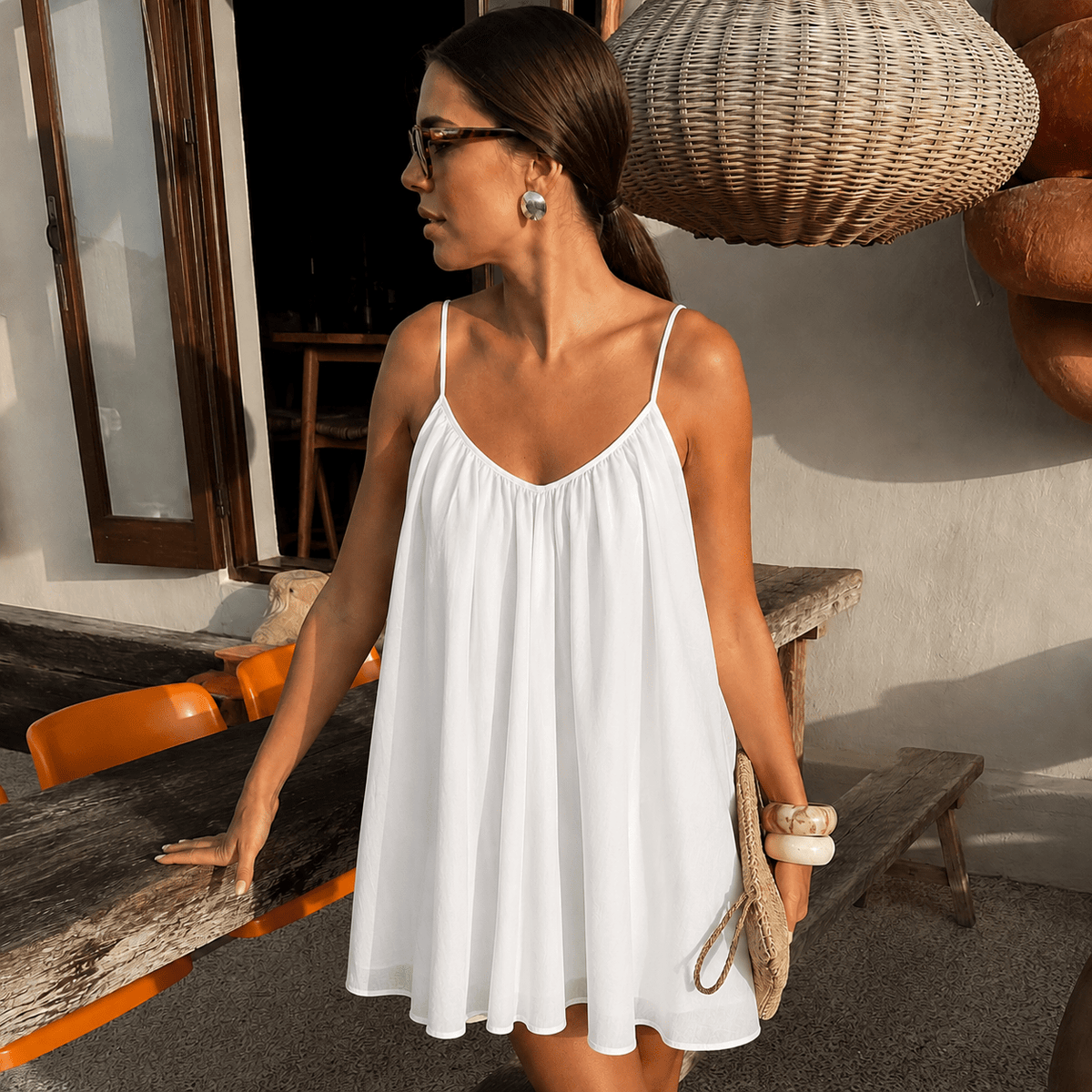 Minivestido fluido com alças finas Lavinia