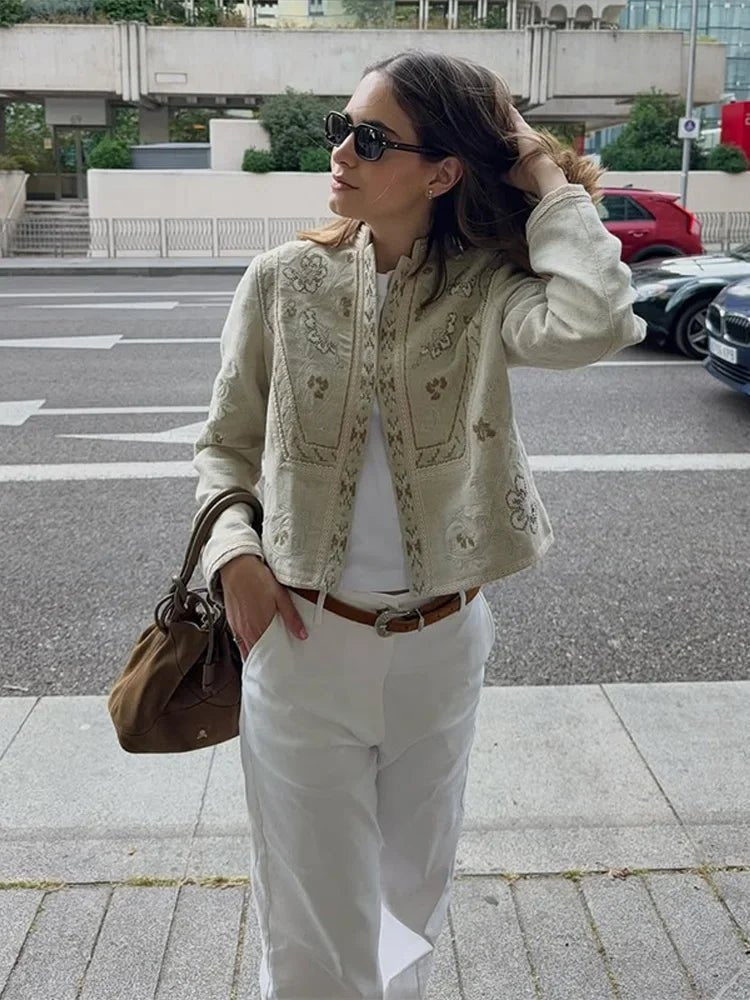 Casaco curto com estampado floral Layla