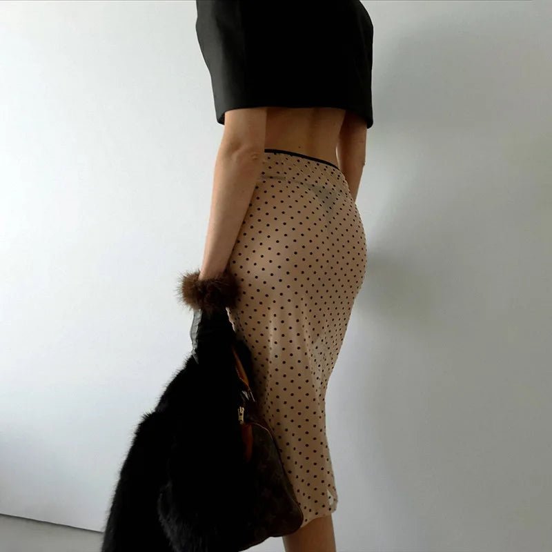 Saia de malha transparente de cintura subida Leah