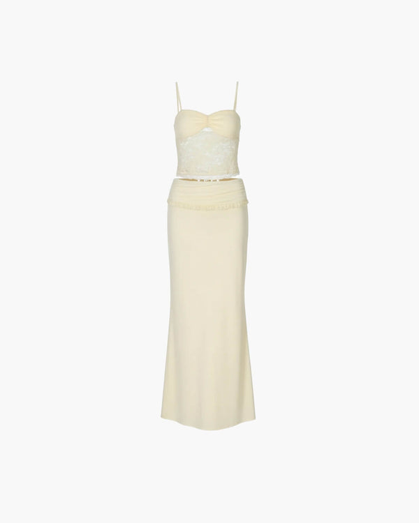 Conjunto Leanna de saia maxi em renda