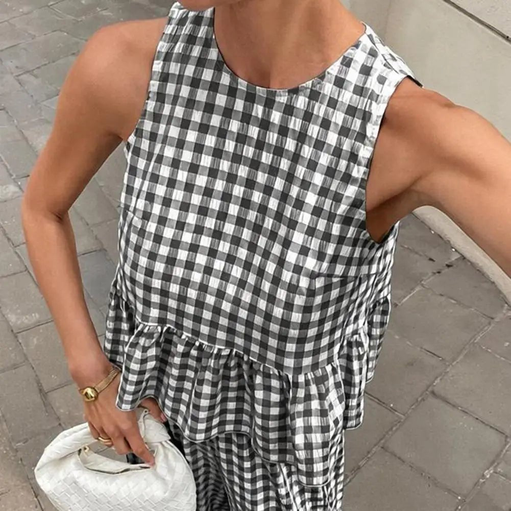 Conjunto Leanne de duas peças aos quadrados com folhos