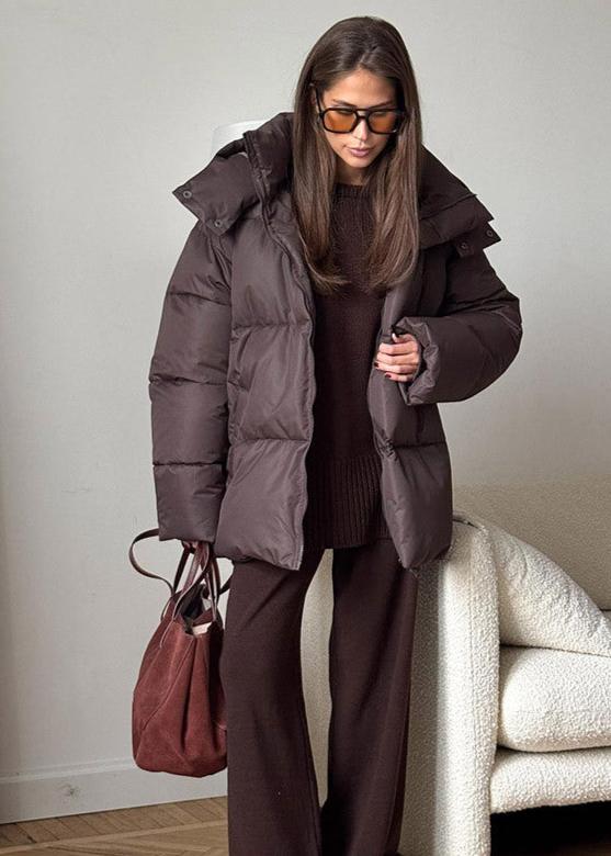 Casaco acolchoado oversized com capuz amovível Leila