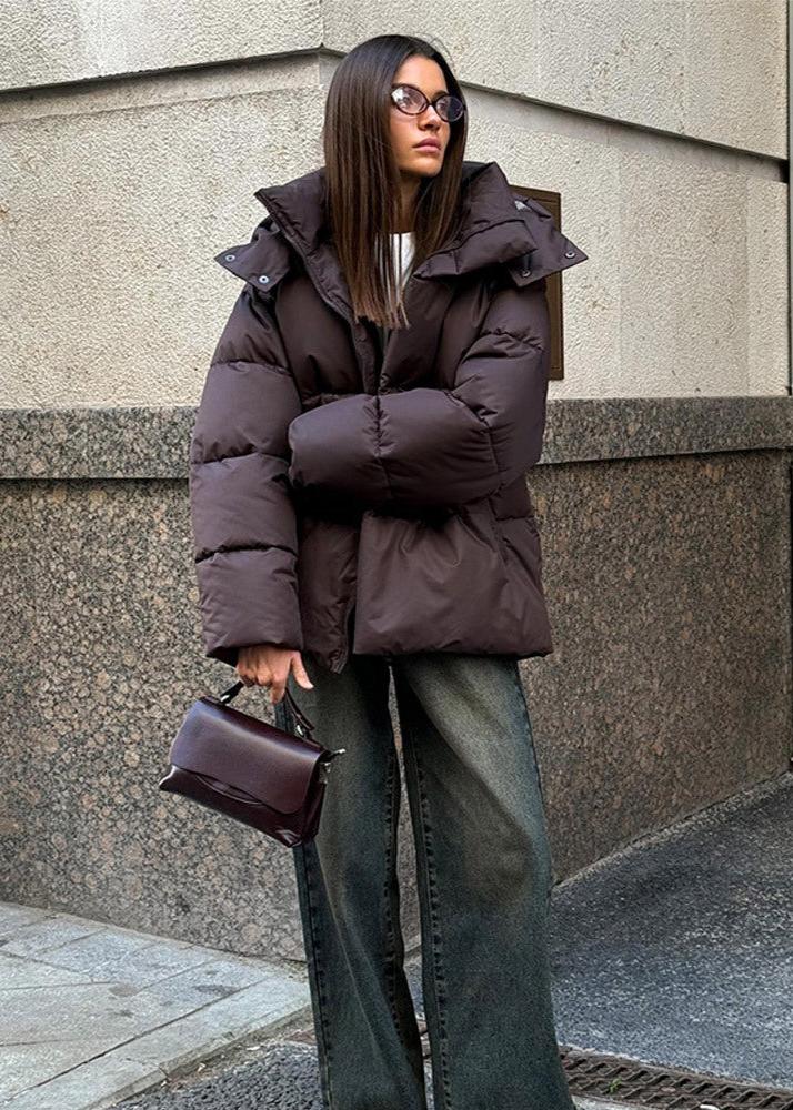 Casaco acolchoado oversized com capuz amovível Leila