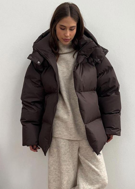 Casaco acolchoado oversized com capuz amovível Leila