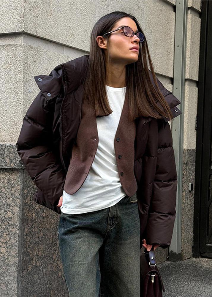 Casaco acolchoado oversized com capuz amovível Leila