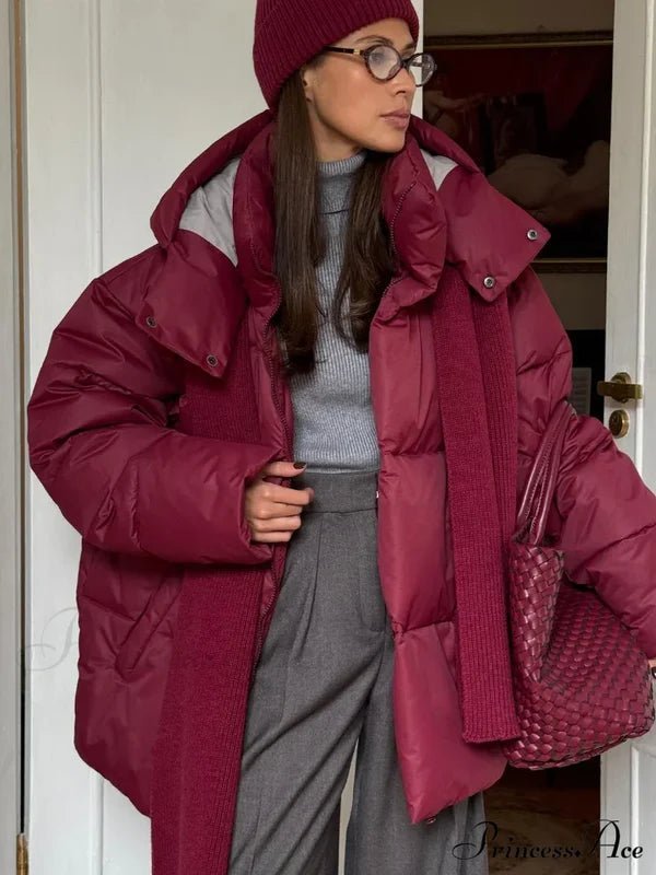Casaco acolchoado oversized com capuz amovível Leila