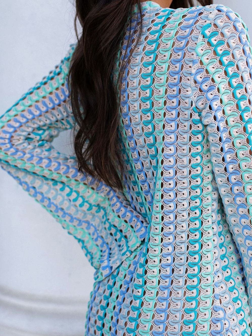 Vestido comprido de croché às riscas Lieke
