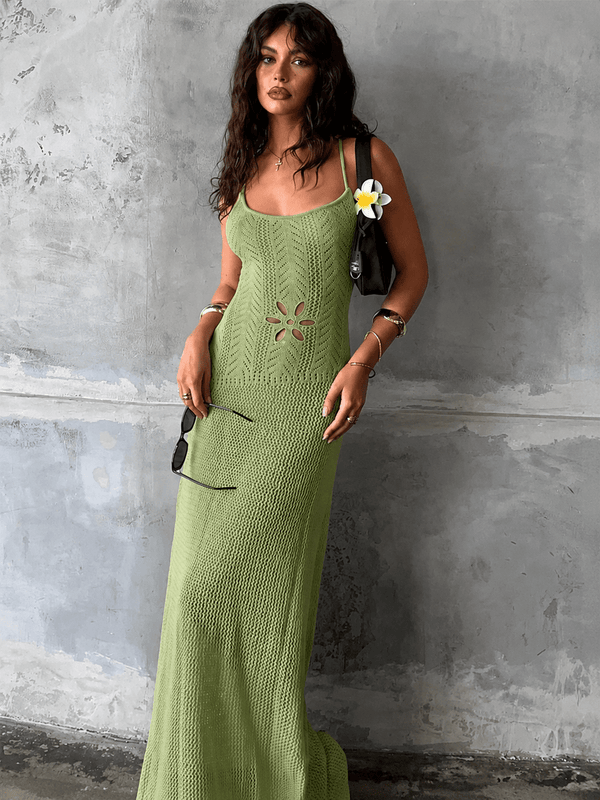Vestido maxi de malha perfurada Lilith