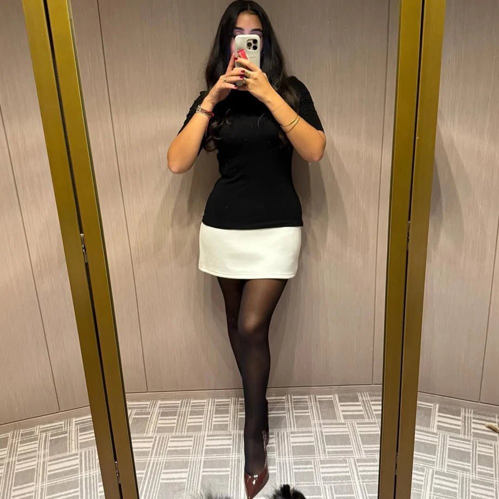 Vestido mini de gola subida Lisbeth
